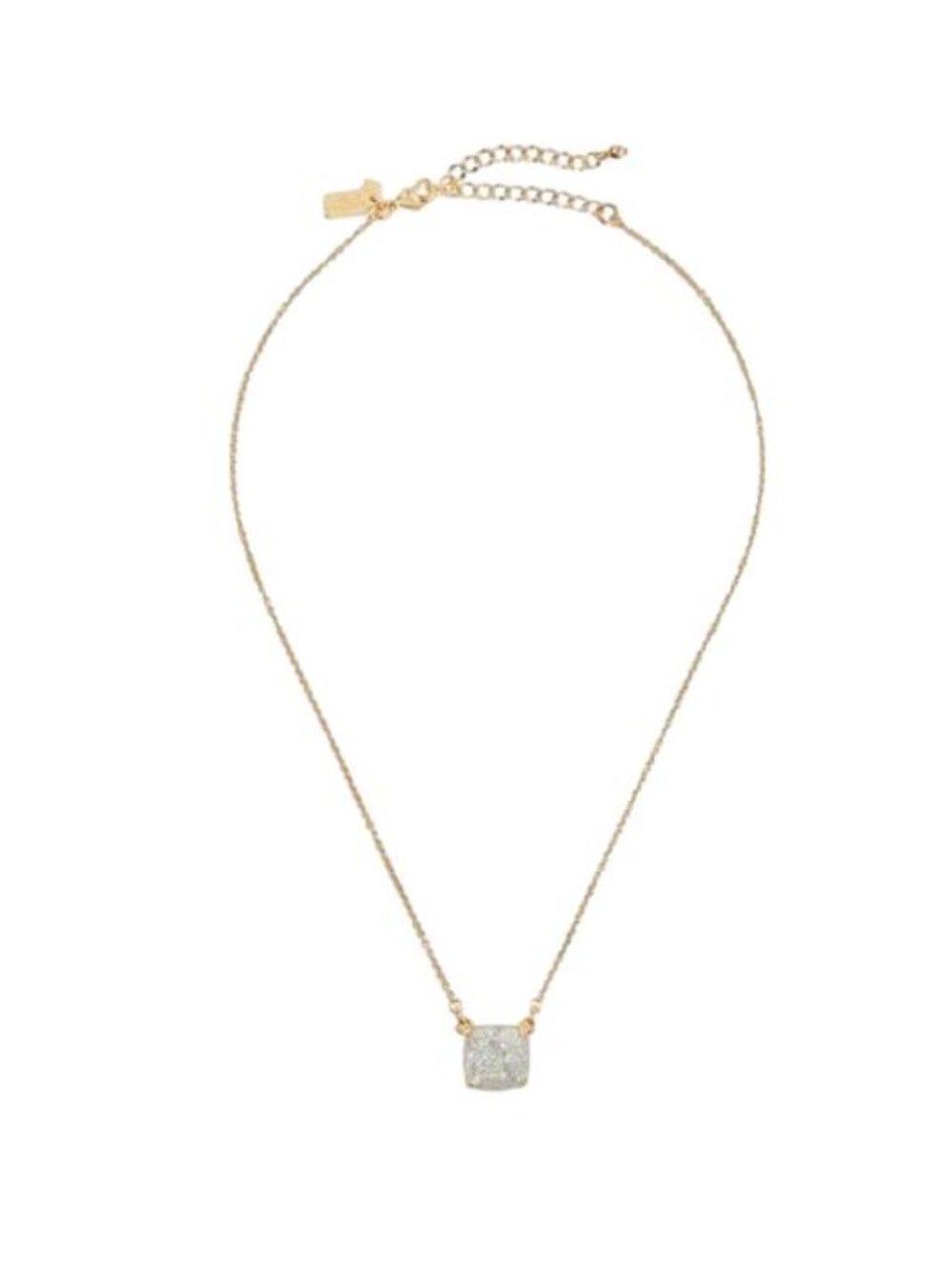 Kate Spade New York Cause a Stir Square Pendant Necklace Gold Opal Glitter NWT
